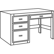 Beachcomber Open Leg Pedestal Desk w/2 Box Drawers, 1 File Drawer & Pencil Drawer, 42"W