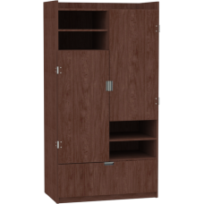 Aero 2 Compartment Wardrobe w/4 Storage Shelves & 1 Bottom Drawer, 36"W