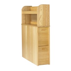 Nittany Reversible Bedside Storage Unit w/2 Pullout Drawers & Attached Bookshelf Carrel
