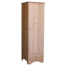 Shaker Single Door Wardrobe w/1 Bottom Drawer, Interior Shelf & Clothes Rod, 24"W, 78"H