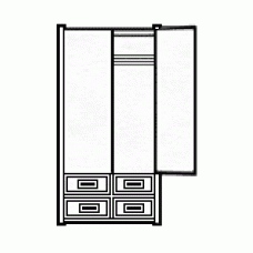 Woodcrest Double Door Wardrobe w/4 Bottom Drawers (2 Sets of 2, Side by Side), Interior Shelf & Clothes Rod, 42"W, 78"H