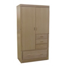 Beachcomber Wardrobe Chest w/Double Door, 1 Large Bottom Drawer, 3 Drawers on Right Side, Interior Shelf & Clothes Rod, 42"W