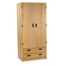 Nittany Double Door Wardrobe w/2 Bottom Drawers, Interior Shelf & Clothes Rod, 30"W, 78"H
