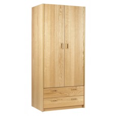 Nittany Double Door Wardrobe w/2 Bottom Drawers, Interior Shelf & Clothes Rod, 42"W, 78"H