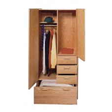 Nittany Wardrobe Chest w/Double Door, 1 Large Bottom Drawer, 3 Drawers on Right Side, Interior Shelf & Clothes Rod, 36"W