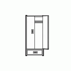 Woodcrest Double Door Wardrobe w/1 Bottom Drawer, Interior Shelf & Clothes Rod, 36"W, 78"H