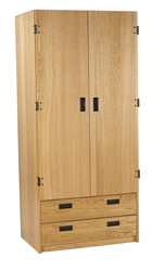 Nittany Double Door Wardrobe w/2 Bottom Drawers, Interior Shelf & Clothes Rod, 36"W, 78"H