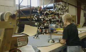 Debbie at the Cutting Table